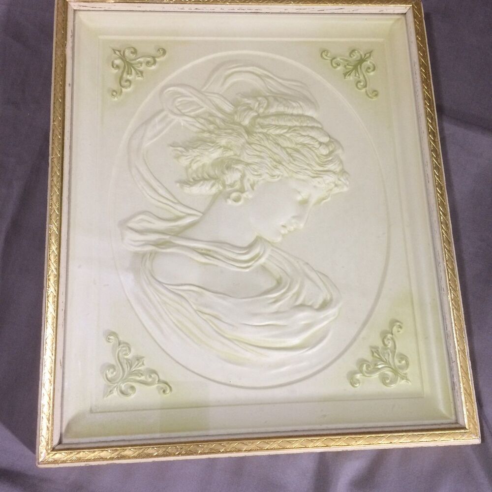 Vintage 50s/60s Turner Mfg East Wind Molded Plastic Relief Wall Plaque Framed